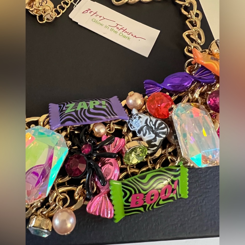 Betsey Johnson Gold Necklace with Multicolor Candy Charms - Picture 8 of 16